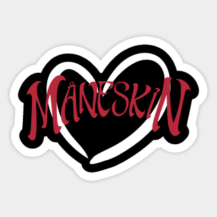Måneskin in white heart. Design Sticker
